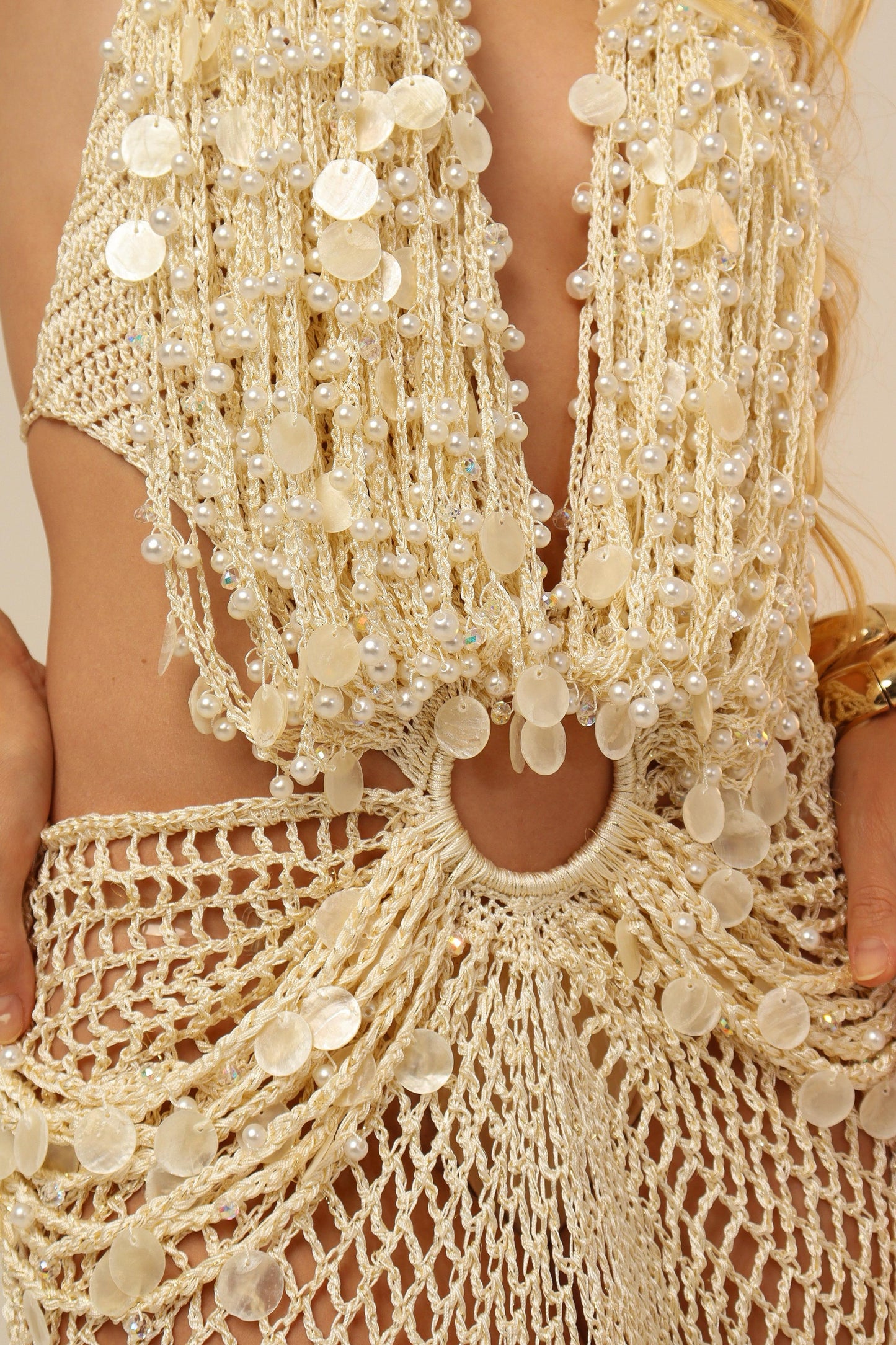 Vestido Areia Madre Longo