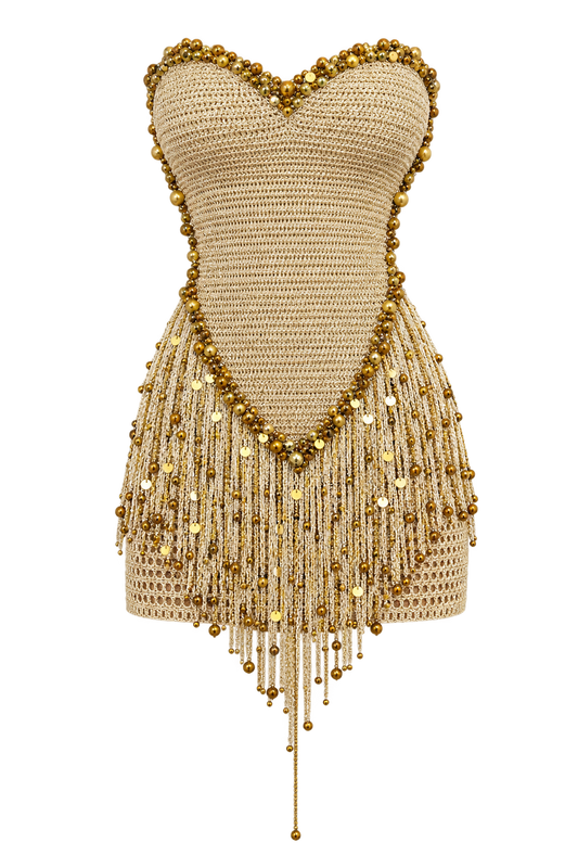Vestido Prisma Franja Cristal Curto